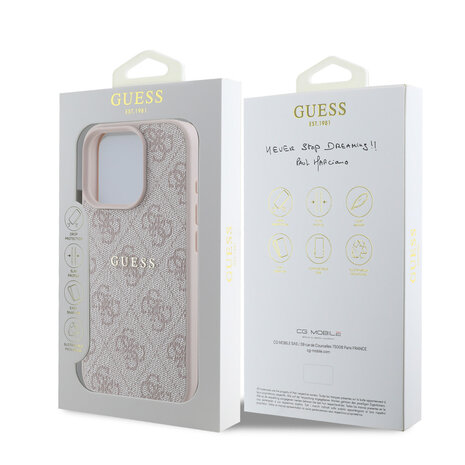 Guess Guess iPhone 16 Pro Back cover coque - MagSafe - 4G Classic Metal Logo - Rose
