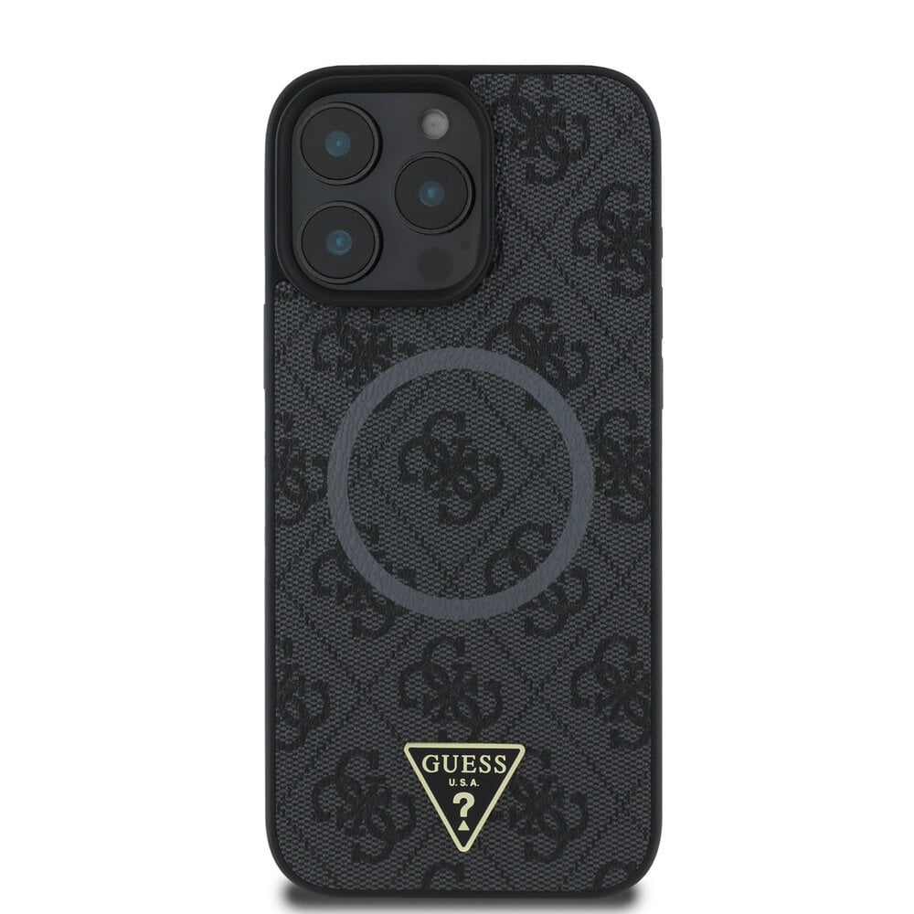 Guess Guess iPhone 16 Pro Back cover coque - MagSafe - 4G Triangle Logo - Noir Guess Guess iPhone 16 Pro Back cover coque - MagSafe - 4G Triangle Logo - Noir