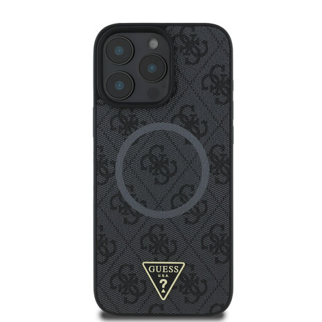Guess Guess iPhone 16 Pro Backcover hoesje - MagSafe - 4G Triangle Logo - Zwart