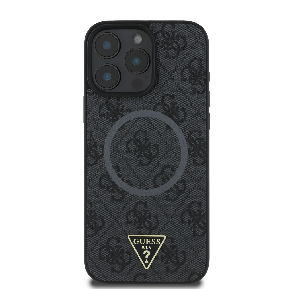 Guess Guess iPhone 16 Pro Backcover hoesje - MagSafe - 4G Triangle Logo - Zwart, foto 3 van 6
