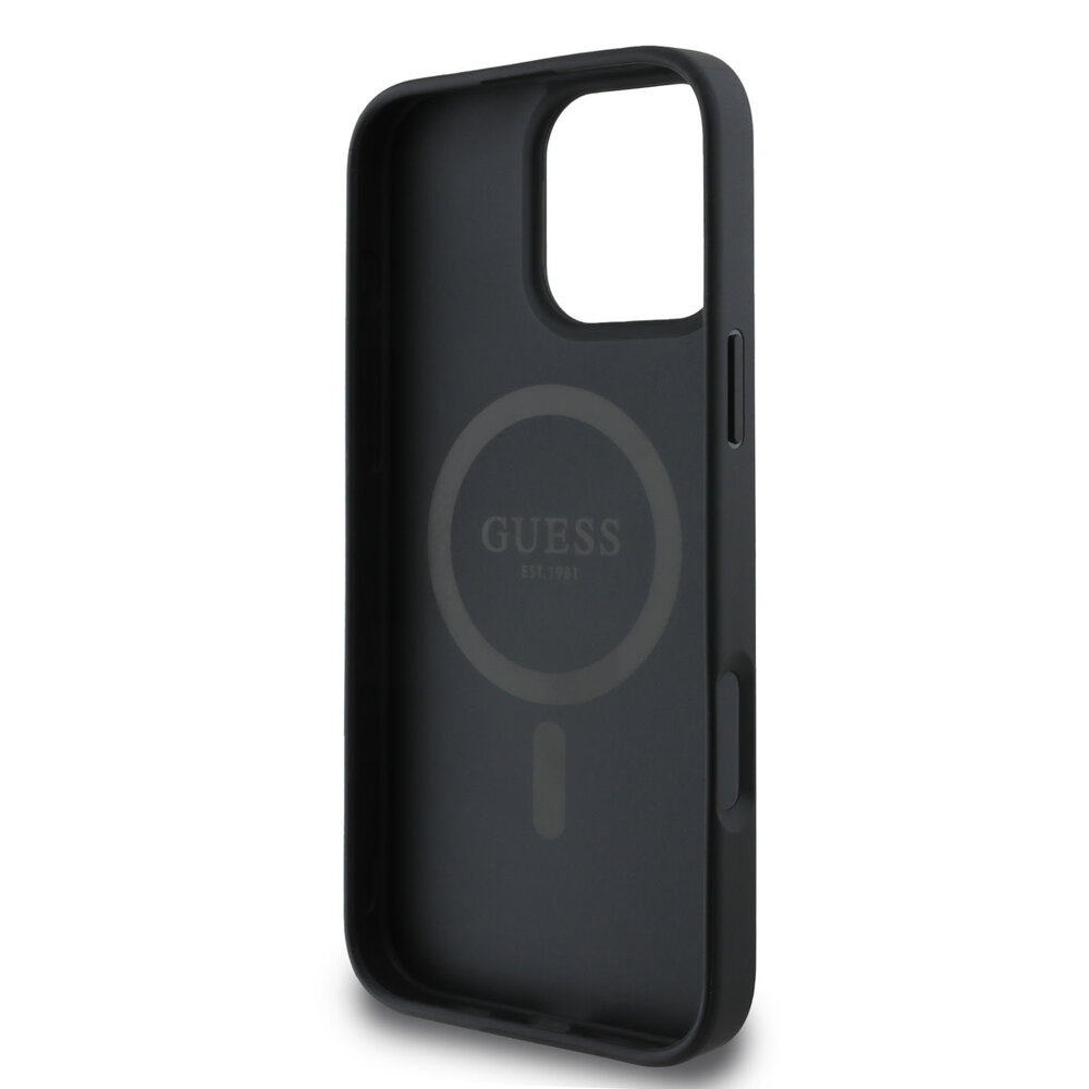 Guess Guess iPhone 16 Pro Backcover hoesje - MagSafe - 4G Triangle Logo - Zwart
