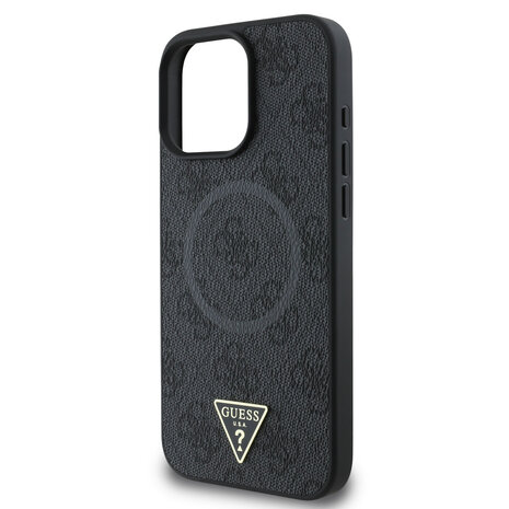 Guess Guess iPhone 16 Pro Backcover hoesje - MagSafe - 4G Triangle Logo - Zwart