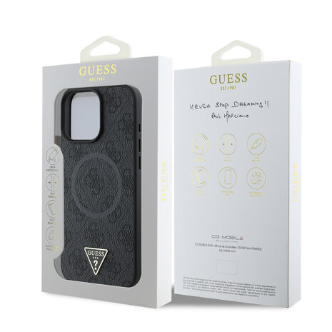 Guess Guess iPhone 16 Pro Back-Cover hul - MagSafe - 4G Triangle Logo - Schwarz Guess Guess iPhone 16 Pro Back-Cover hul - MagSafe - 4G Triangle Logo - Schwarz