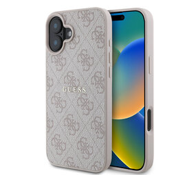 Guess Guess iPhone 16 Backcover hoesje - MagSafe - 4G Classic Metal Logo - Roze Guess Guess iPhone 16 Backcover hoesje - MagSafe - 4G Classic Metal Logo - Roze