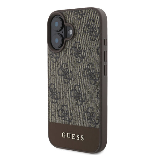 Guess Guess iPhone 16 Back-Cover hul - MagSafe - 4G Bottom Stripes - Braun