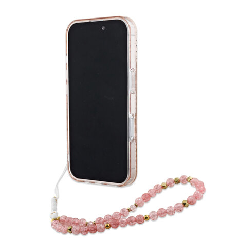 Guess Guess iPhone 16 Back cover coque - MagSafe IML - Pearl Strap & Electroplated Flower Design - Rose Guess Guess iPhone 16 Back cover coque - MagSafe IML - Pearl Strap & Electroplated Flower Design - Rose