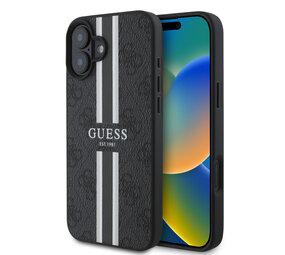 Guess Guess iPhone 16 Back-Cover hul - MagSafe - 4G Printed Stripes - Schwarz