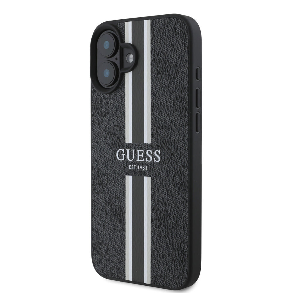 Guess Guess iPhone 16 Back cover case - MagSafe - 4G Printed Stripes - Black Guess Guess iPhone 16 Back cover case - MagSafe - 4G Printed Stripes - Black