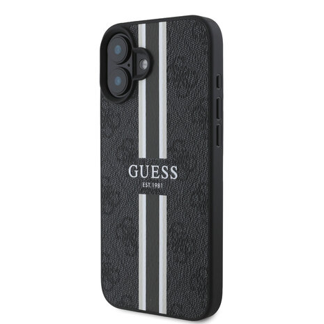 Guess Guess iPhone 16 Back cover case - MagSafe - 4G Printed Stripes - Black Guess Guess iPhone 16 Back cover case - MagSafe - 4G Printed Stripes - Black