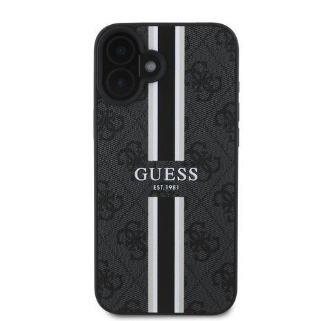 Guess Guess iPhone 16 Back cover coque - MagSafe - 4G Printed Stripes - Noir Guess Guess iPhone 16 Back cover coque - MagSafe - 4G Printed Stripes - Noir