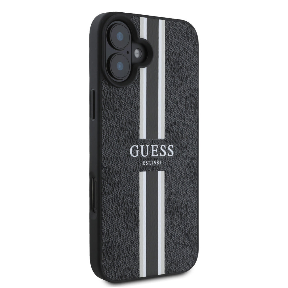 Guess Guess iPhone 16 Back cover case - MagSafe - 4G Printed Stripes - Black Guess Guess iPhone 16 Back cover case - MagSafe - 4G Printed Stripes - Black
