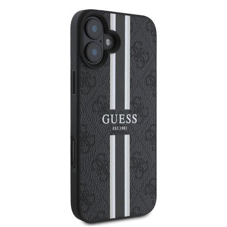 Guess Guess iPhone 16 Back cover case - MagSafe - 4G Printed Stripes - Black Guess Guess iPhone 16 Back cover case - MagSafe - 4G Printed Stripes - Black