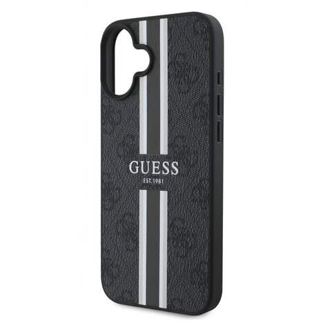 Guess Guess iPhone 16 Back-Cover hul - MagSafe - 4G Printed Stripes - Schwarz Guess Guess iPhone 16 Back-Cover hul - MagSafe - 4G Printed Stripes - Schwarz