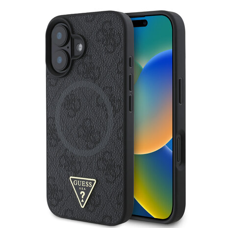 Guess Guess iPhone 16 Back cover case - MagSafe - 4G Triangle Logo - Black