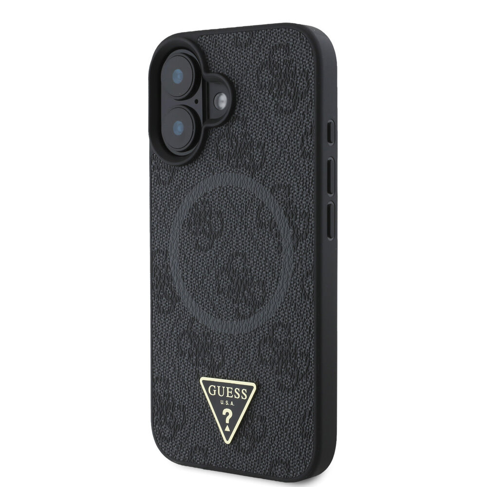 Guess Guess iPhone 16 Backcover hoesje - MagSafe - 4G Triangle Logo - Zwart