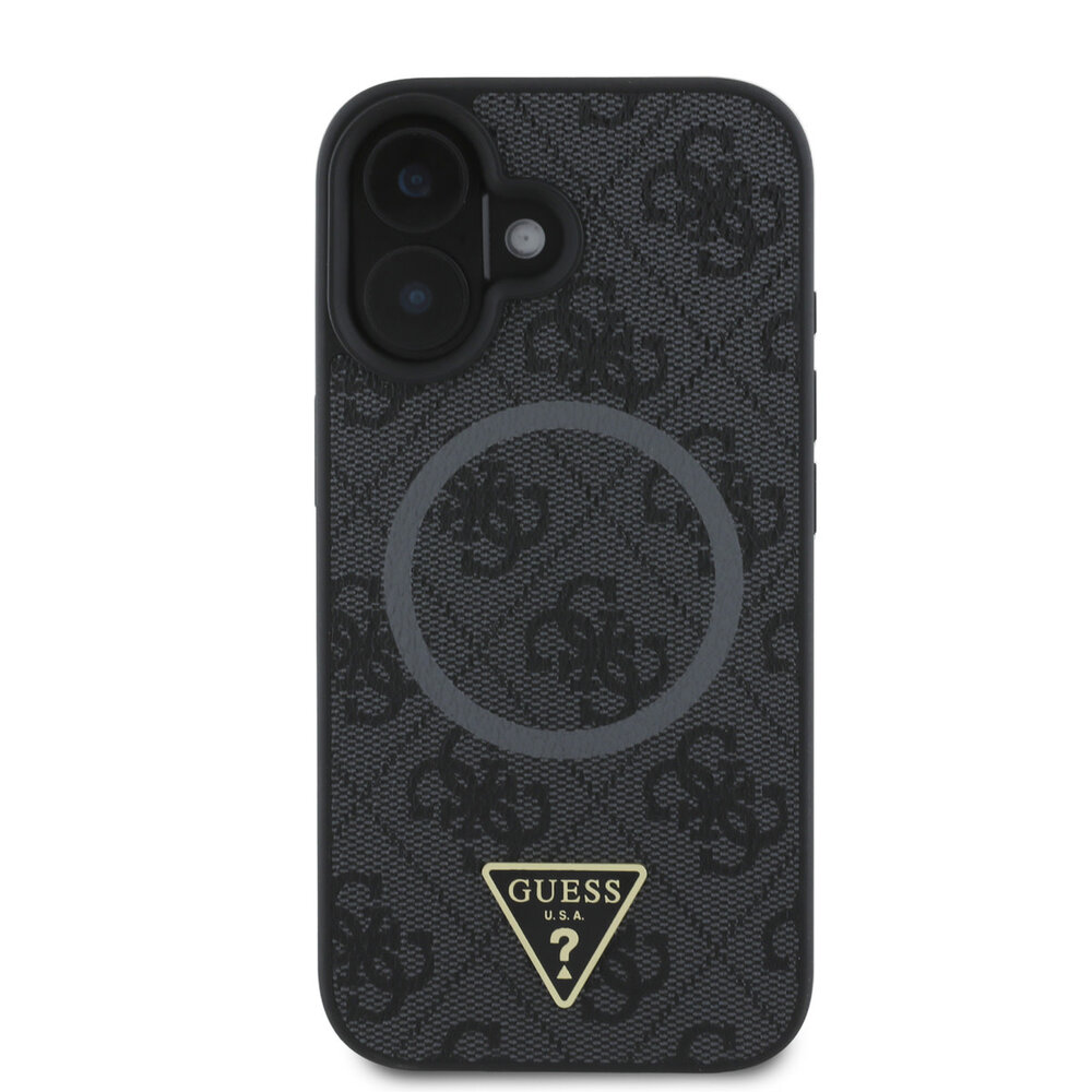 Guess Guess iPhone 16 Back cover coque - MagSafe - 4G Triangle Logo - Noir Guess Guess iPhone 16 Back cover coque - MagSafe - 4G Triangle Logo - Noir