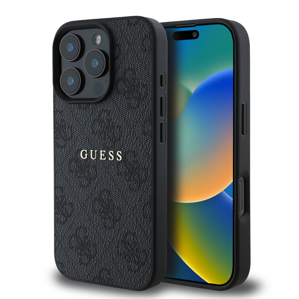 Guess Guess iPhone 16 Pro Max Back cover case - MagSafe - 4G Classic Metal Logo - Black Guess Guess iPhone 16 Pro Max Back cover case - MagSafe - 4G Classic Metal Logo - Black