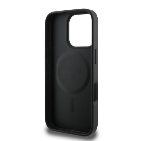 Guess Guess iPhone 16 Pro Max Backcover hoesje - MagSafe - 4G Classic Metal Logo - Zwart