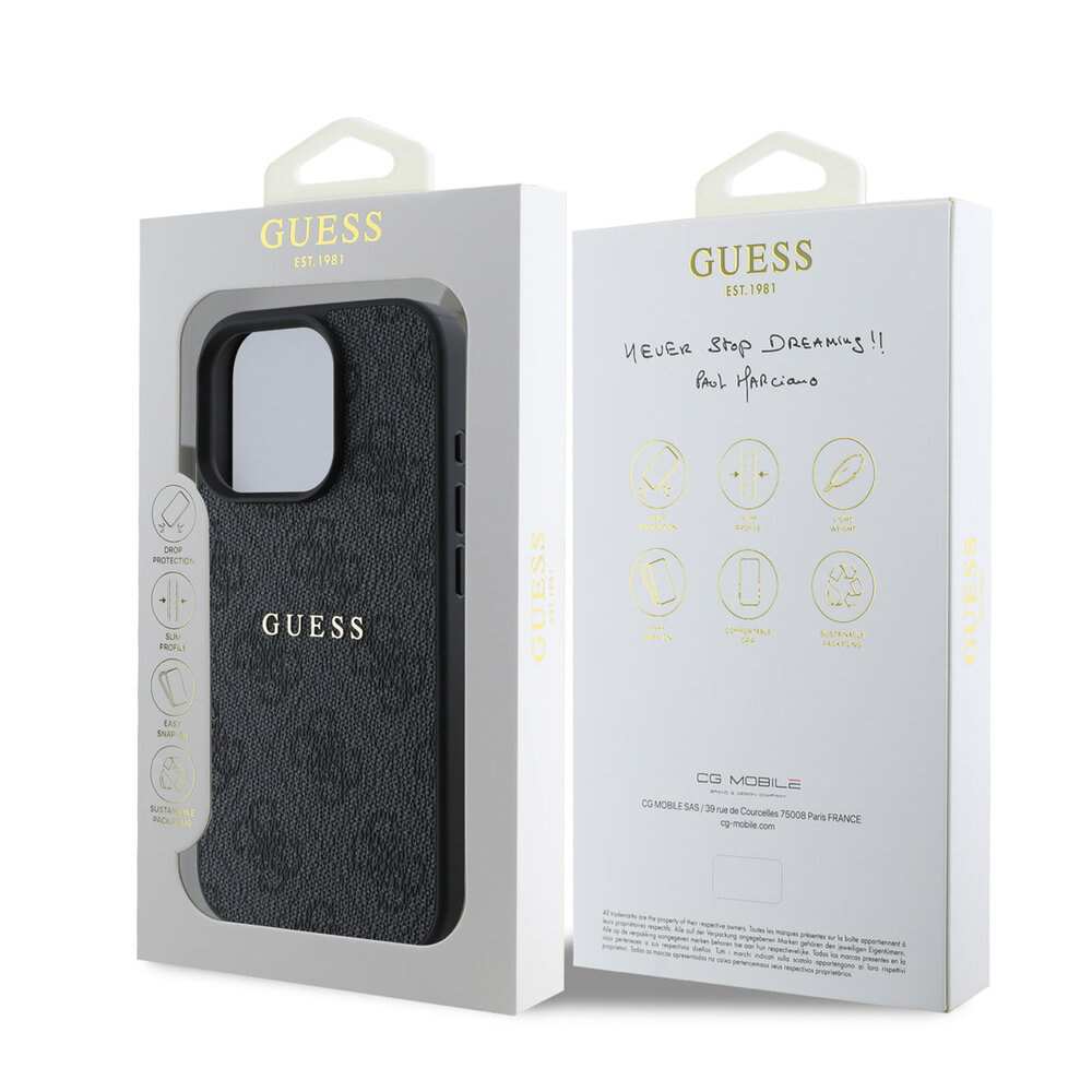 Guess Guess iPhone 16 Pro Max Backcover hoesje - MagSafe - 4G Classic Metal Logo - Zwart