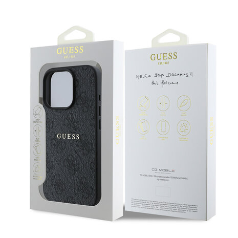 Guess Guess iPhone 16 Pro Max Back cover coque - MagSafe - 4G Classic Metal Logo - Noir Guess Guess iPhone 16 Pro Max Back cover coque - MagSafe - 4G Classic Metal Logo - Noir