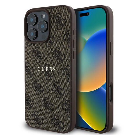 Guess Guess iPhone 16 Pro Max Back cover case - MagSafe - 4G Classic Metal Logo - Brown Guess Guess iPhone 16 Pro Max Back cover case - MagSafe - 4G Classic Metal Logo - Brown