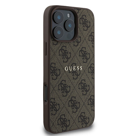 Guess Guess iPhone 16 Pro Max Back-Cover hul - MagSafe - 4G Classic Metal Logo - Braun