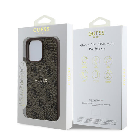 Guess Guess iPhone 16 Pro Max Back cover case - MagSafe - 4G Classic Metal Logo - Brown Guess Guess iPhone 16 Pro Max Back cover case - MagSafe - 4G Classic Metal Logo - Brown