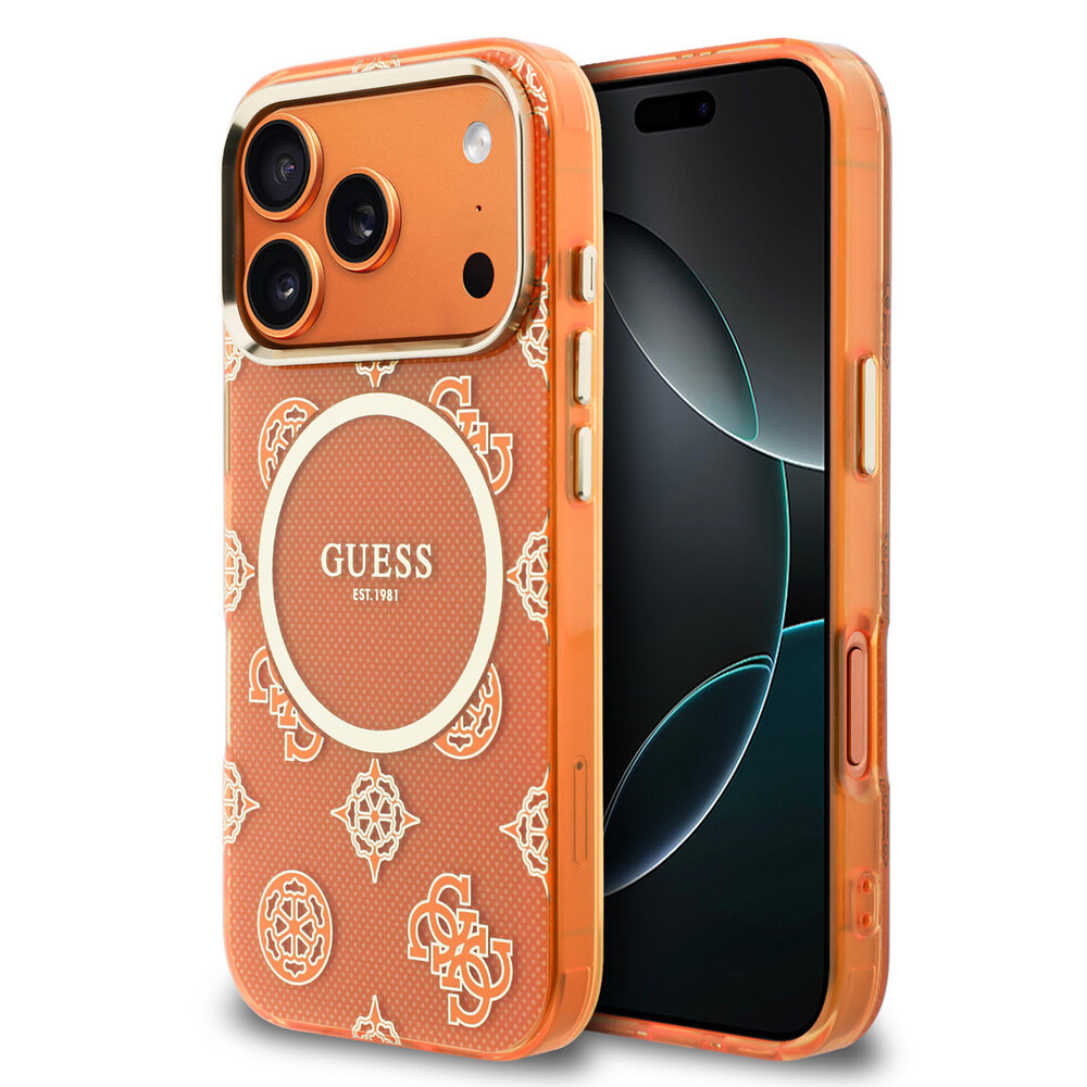 Guess Guess iPhone 17 Pro Back-Cover hul - MagSafe - IML Peony Dot - Orange
