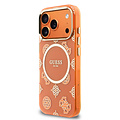 Guess Guess iPhone 17 Pro/iPhone 18 Pro Handyhülle MagSafe IML Pfingstrosen- und Punktmuster - Orange