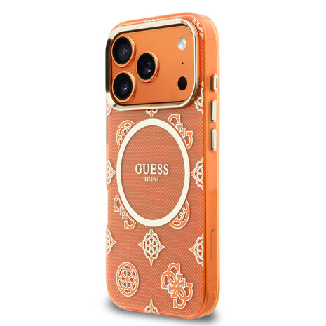 Guess Guess iPhone 17 Pro Back cover case - MagSafe - IML Peony Dot - Orange