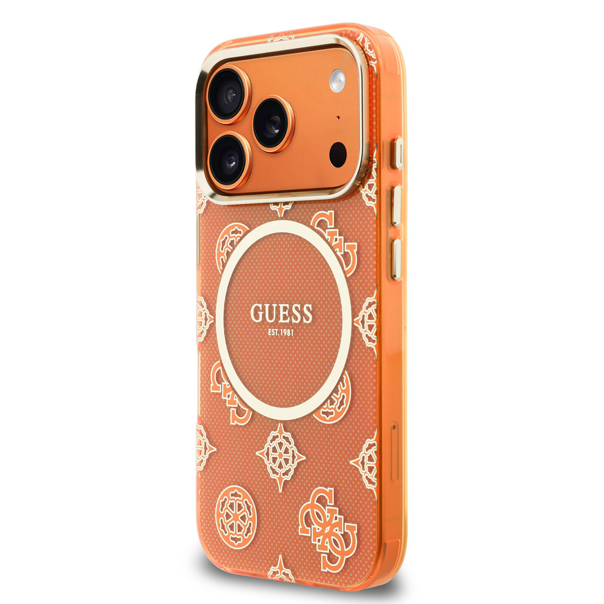 Guess Guess iPhone 17 Pro Backcover hoesje - MagSafe - IML Peony Dot - Oranje, foto 2 van 6
