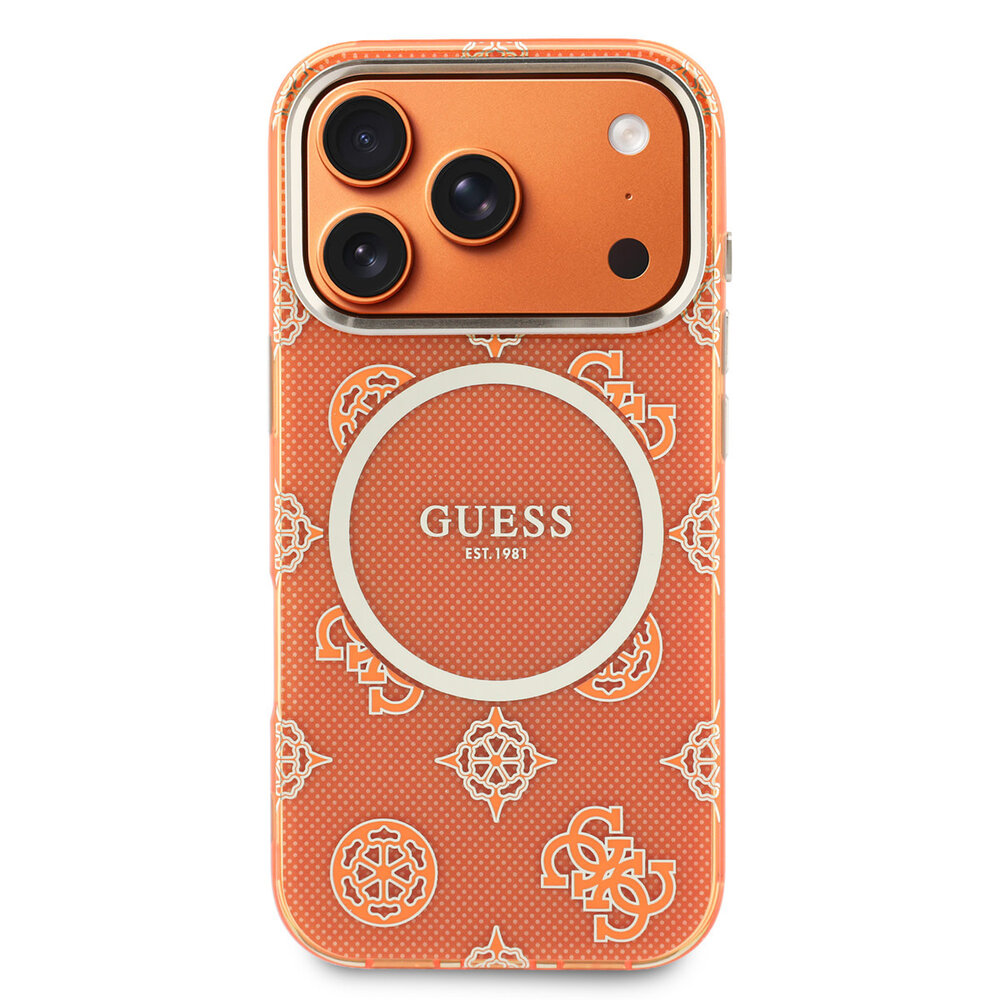 Guess Guess iPhone 17 Pro Back cover case - MagSafe - IML Peony Dot - Orange