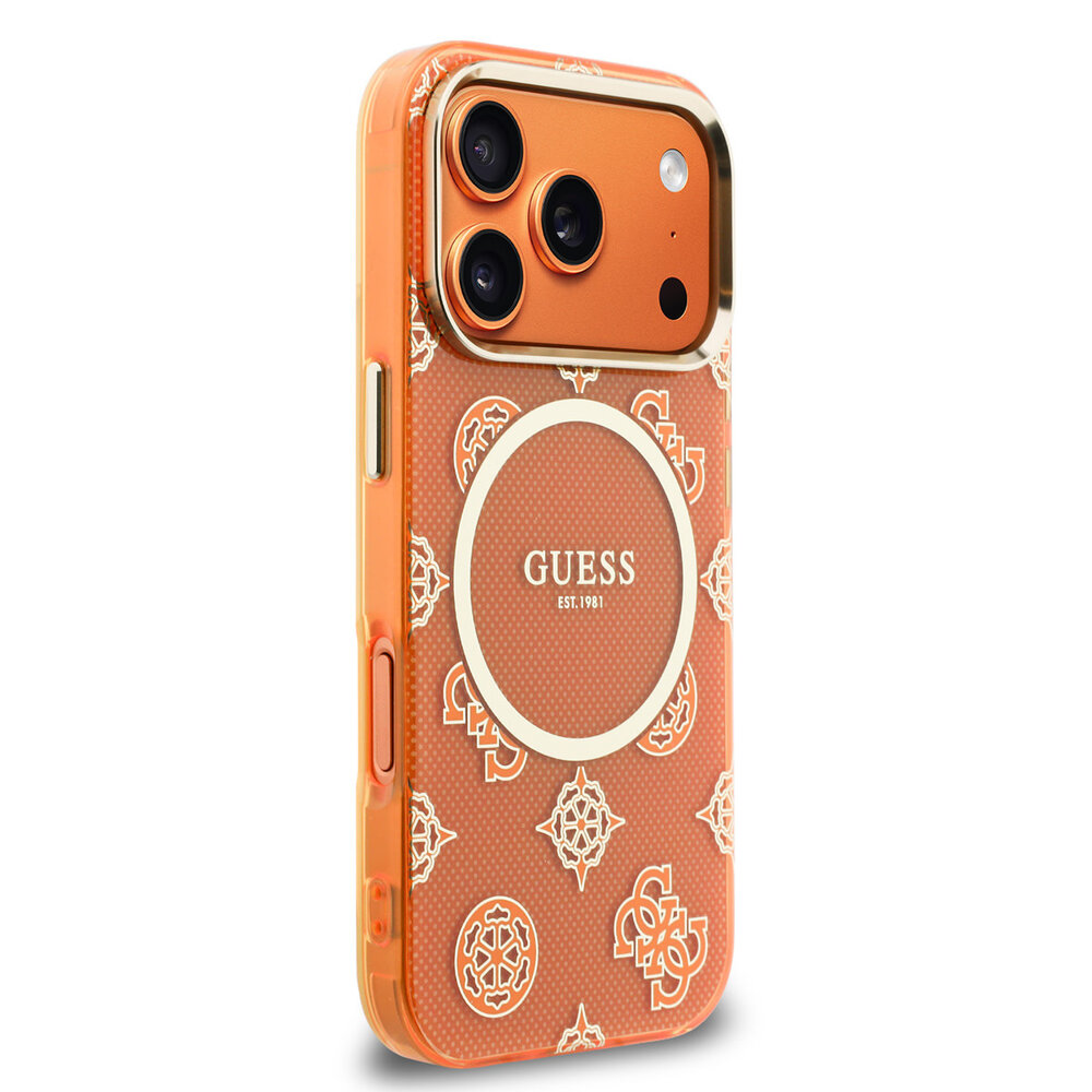 Guess Guess iPhone 17 Pro Back cover case - MagSafe - IML Peony Dot - Orange
