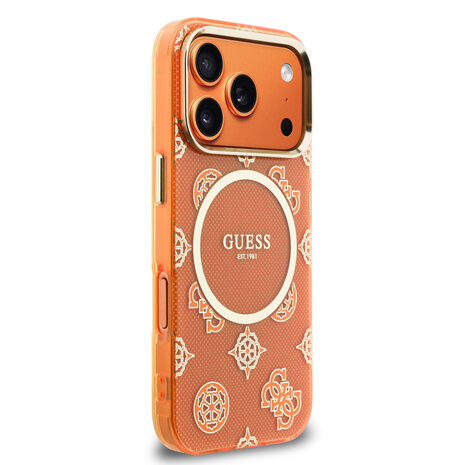 Guess Guess iPhone 17 Pro Back-Cover hul - MagSafe - IML Peony Dot - Orange