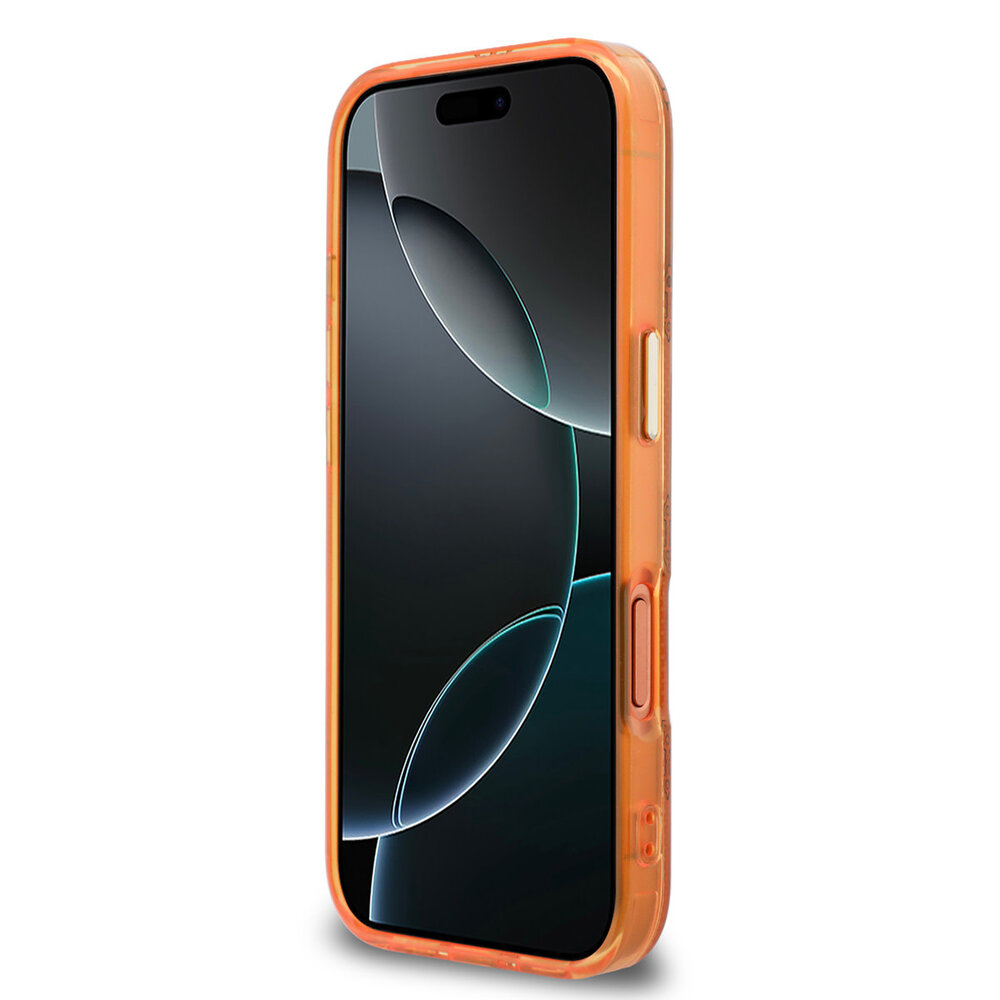 Guess Guess iPhone 17 Pro Backcover hoesje - MagSafe - IML Peony Dot - Oranje Guess Guess iPhone 17 Pro Backcover hoesje - MagSafe - IML Peony Dot - Oranje