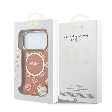 Guess Guess iPhone 17 Pro Back-Cover hul - MagSafe - IML Peony Dot - Orange