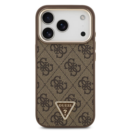 Guess Guess iPhone 17 Pro/iPhone 18 Pro Coque arrière MagSafe 4G logo triangulaire - Marron