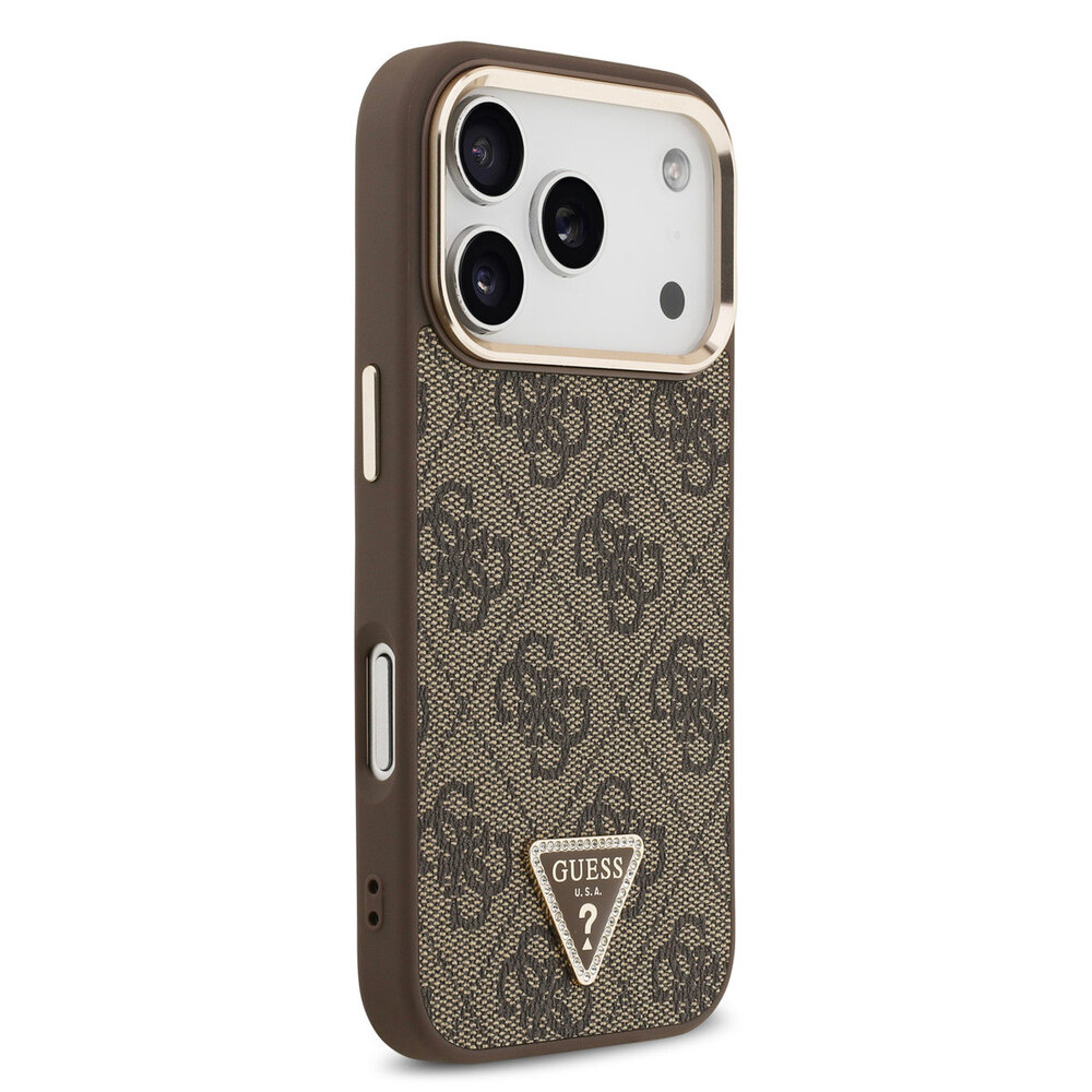 Guess Guess iPhone 17 Pro Backcover hoesje - MagSafe - 4G Triangle Logo - Bruin