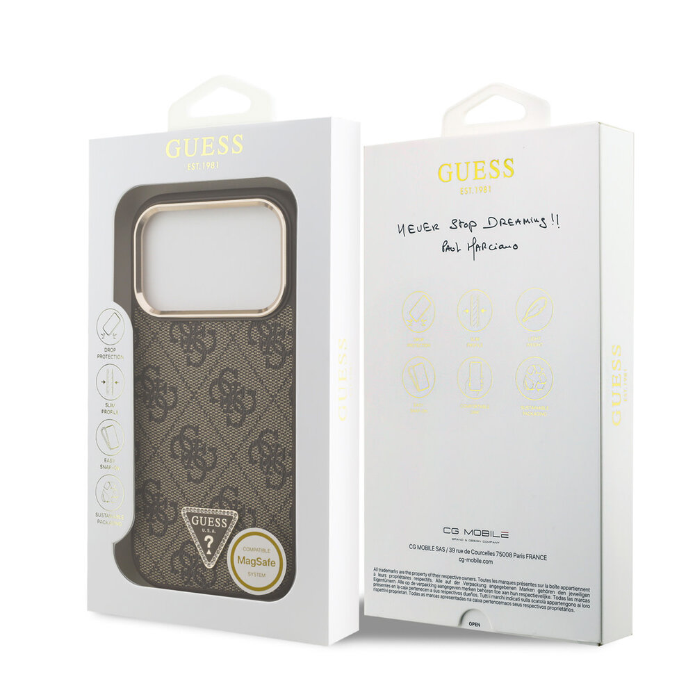 Guess Guess iPhone 17 Pro Back cover coque - MagSafe - 4G Triangle Logo - Marron