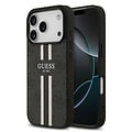 Guess Guess iPhone 17 Pro/iPhone 18 Pro Backcoverhoesje MagSafe Gedrukte 4G-strepen - Zwart