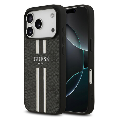 Guess Guess iPhone 17 Pro Back-Cover hul - MagSafe - 4G Printed Stripes - Schwarz