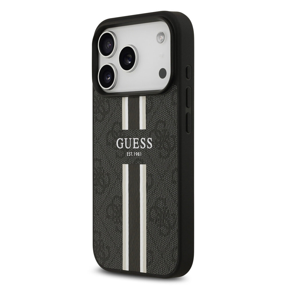 Guess Guess iPhone 17 Pro Back cover coque - MagSafe - 4G Printed Stripes - Noir Guess Guess iPhone 17 Pro Back cover coque - MagSafe - 4G Printed Stripes - Noir
