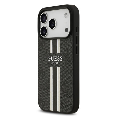 Guess Guess iPhone 17 Pro Back-Cover hul - MagSafe - 4G Printed Stripes - Schwarz