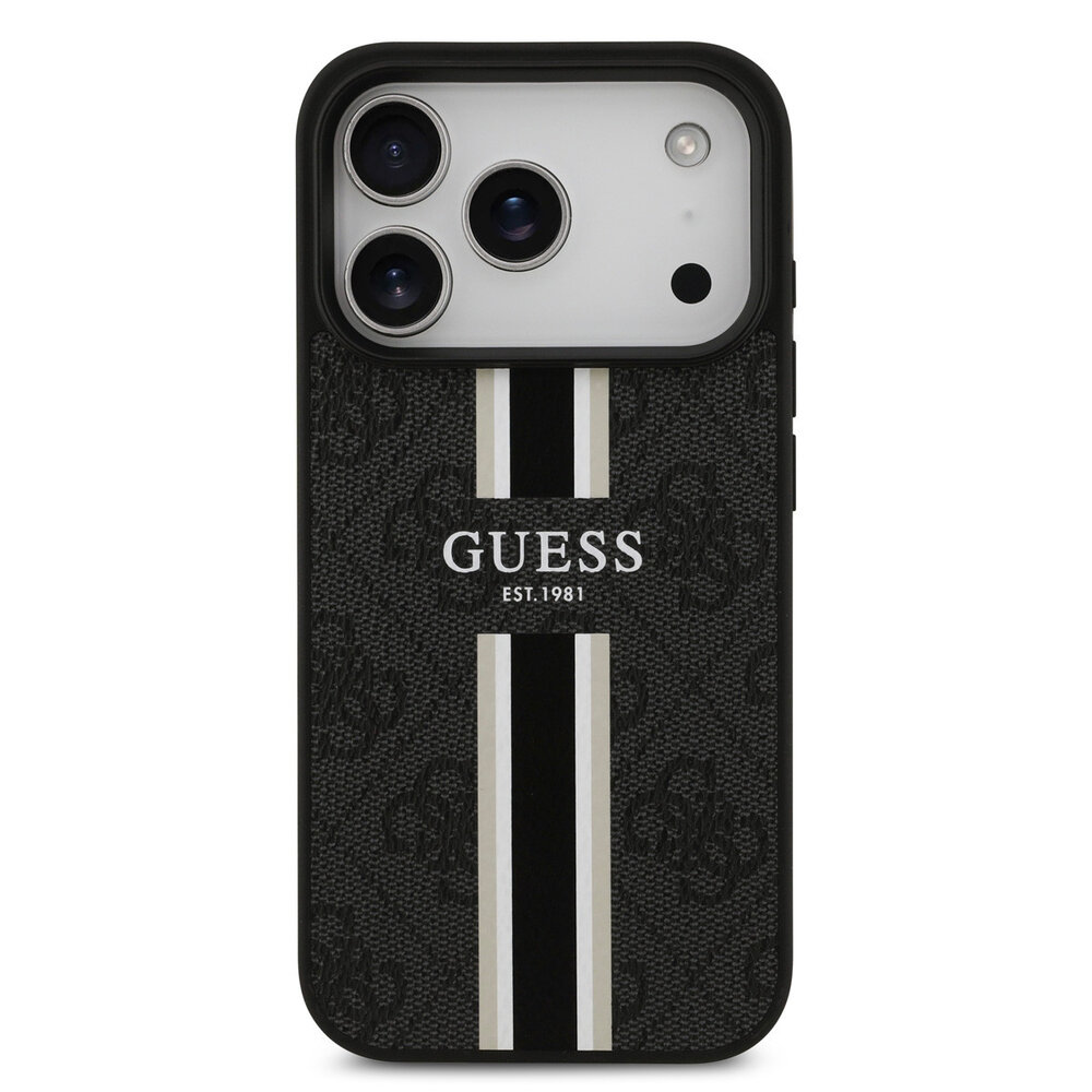 Guess Guess iPhone 17 Pro Back-Cover hul - MagSafe - 4G Printed Stripes - Schwarz
