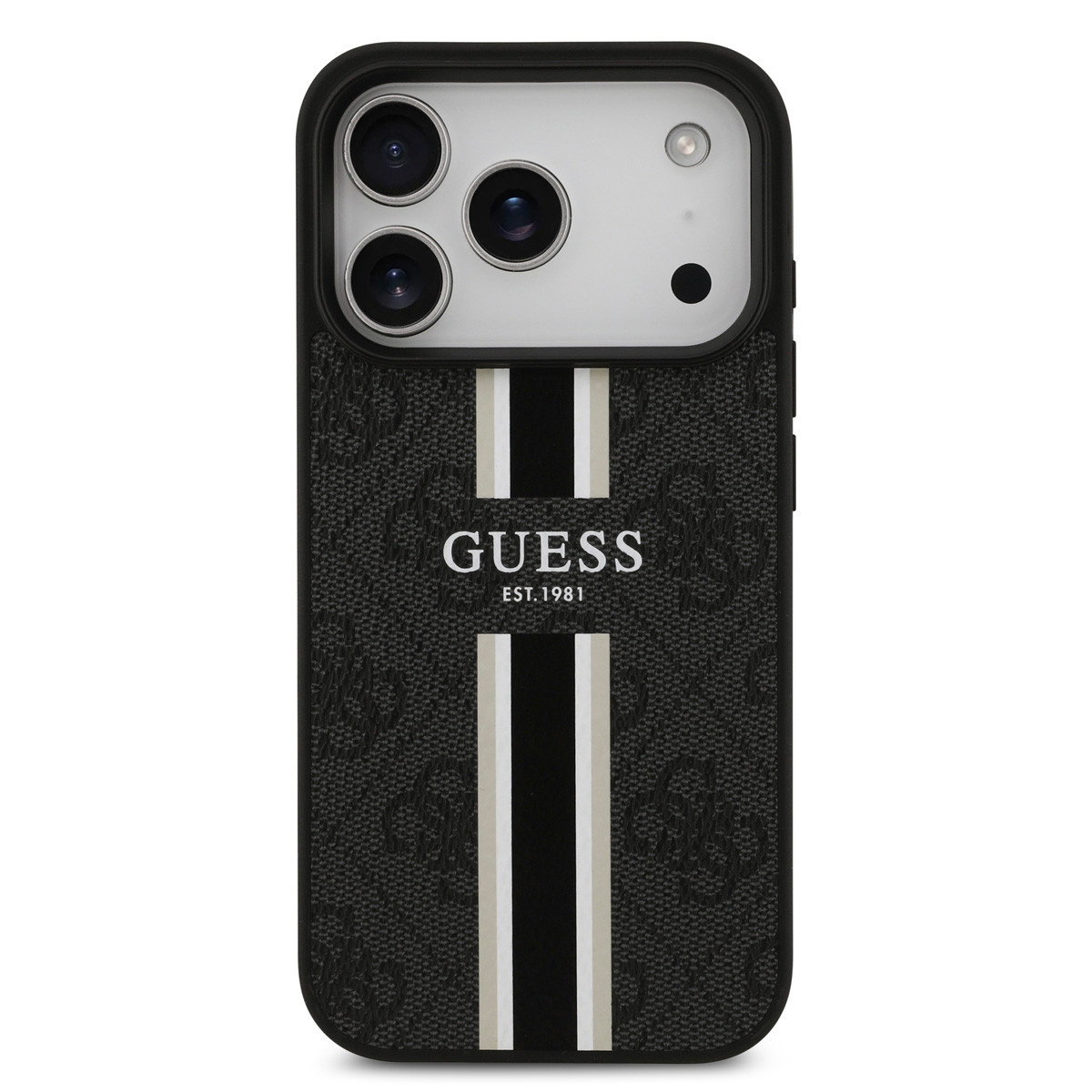 Guess Guess iPhone 17 Pro Backcover hoesje - MagSafe - 4G Printed Stripes - Zwart, foto 3 van 6