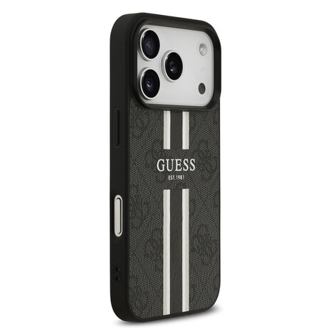 Guess Guess iPhone 17 Pro Back-Cover hul - MagSafe - 4G Printed Stripes - Schwarz