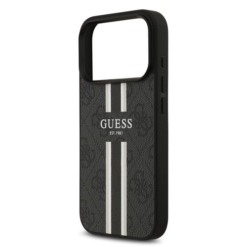 Guess Guess iPhone 17 Pro/iPhone 18 Pro Backcoverhoesje MagSafe Gedrukte 4G-strepen - Zwart