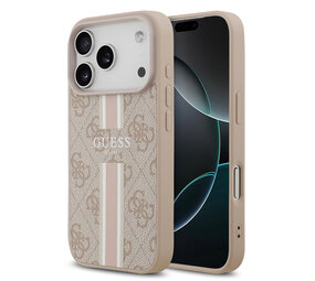 Guess Guess iPhone 17 Pro Backcover hoesje - MagSafe - 4G Printed Stripes - Roze Guess Guess iPhone 17 Pro Backcover hoesje - MagSafe - 4G Printed Stripes - Roze