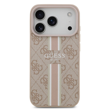 Guess Guess iPhone 17 Pro Back cover case - MagSafe - 4G Printed Stripes - Pink Guess Guess iPhone 17 Pro Back cover case - MagSafe - 4G Printed Stripes - Pink