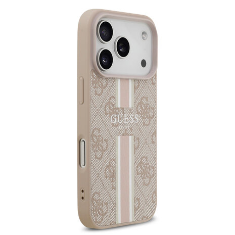 Guess Guess iPhone 17 Pro Backcover hoesje - MagSafe - 4G Printed Stripes - Roze